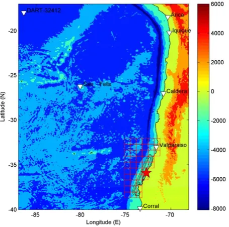 Figure 5. The cross-section profiles of the tsunami source. (a) Fictitious tsunami source