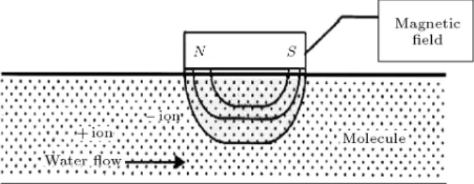 Figure 1. Eect of a magnetic device with permanent magnet on ions passing through its magnetic eld.