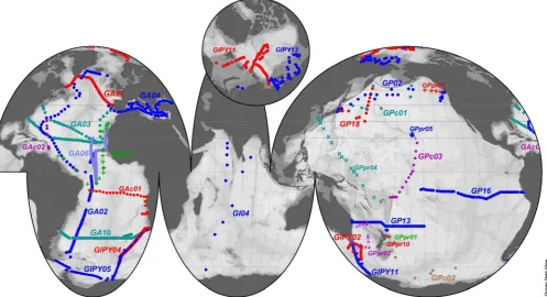Fig. 2. Map of discrete sample stations included in the GEOTRACES Intermediate Data Product 2017