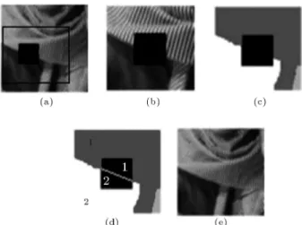 Figure 8. Segment matching process of error concealment method. (a) Segmented regions (numbered 1 to 6