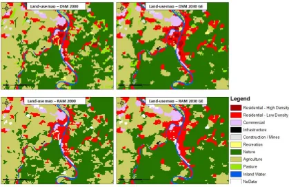 Fig. 2.3  Land use maps for 2000 and 2030 (GE scenario) used as input for the RAM and the DSM.Figure 2: Land use maps for 2000 and 2030 (GE scenario) used as input for the RAM and the DSM