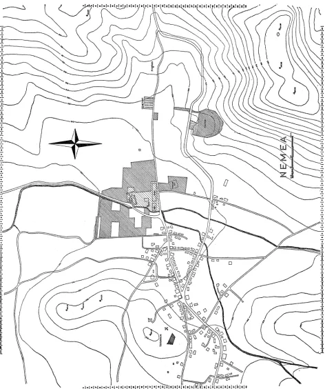 FIG. 1. Plan of Nemea valley. Shaded areas represent property purchased and ready for excavation