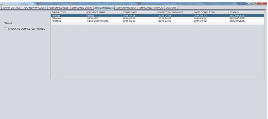 Figure 4: Rate Project Page 