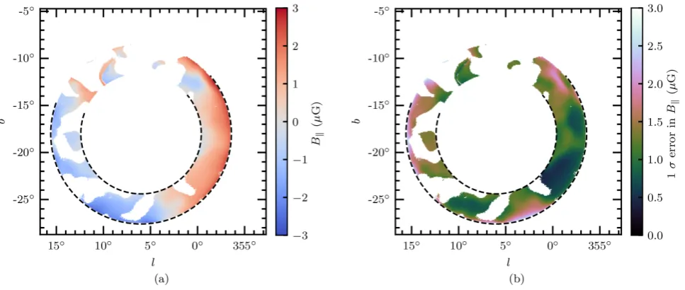 Figure 13. (a) The line-of-sight magnetic ﬁeld map through GSH 006towards the outer boundary of the shell, and arise due to the path-length − 15 + 7