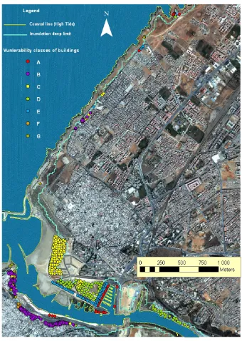 Table 3. Repartition of buildings according to their class of vulnerability in the impacted tsunami area of Rabat and Sal´e.