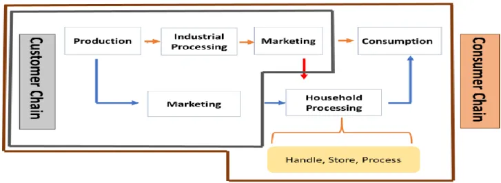 Figure 1. Typical product/service chain: Distinguishing between Customer and Consumer 