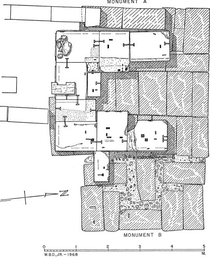 FIG. 13. Plan of Monuments A and B, Actual Stae. 