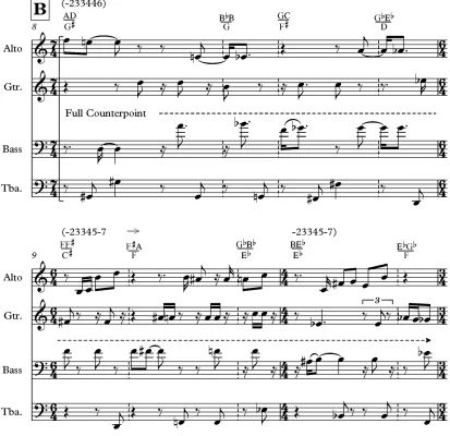 Figure 22 - After Some Time, bar 8 - 10: full counterpoint  