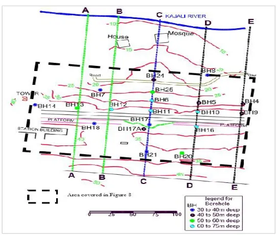 Figure 11:  Borehole location along the 5 sections, *9+. 
