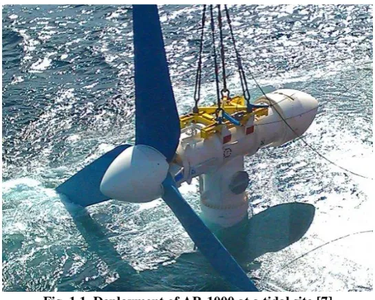 Fig. 1.1. Deployment of AR-1000 at a tidal site [7] 