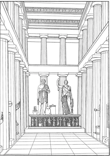 Fig. 1. Perspecti+re of the Interior of the Hephaisteion: Restoration 