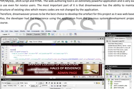Figure 9: Dreamweaver application screen capture 