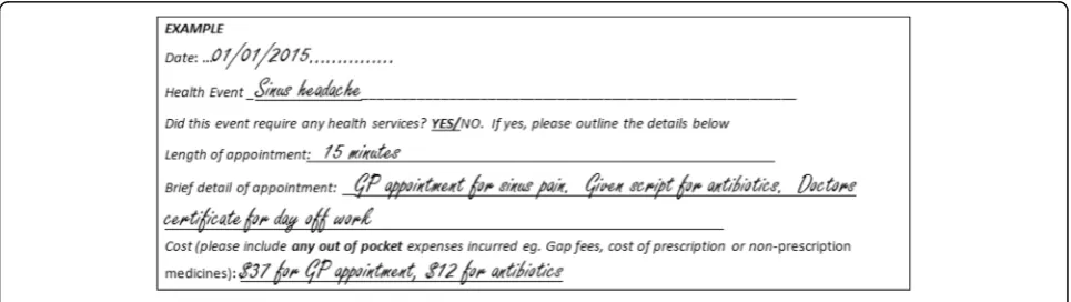 Fig. 4 Example Health Service Usage Diary entry