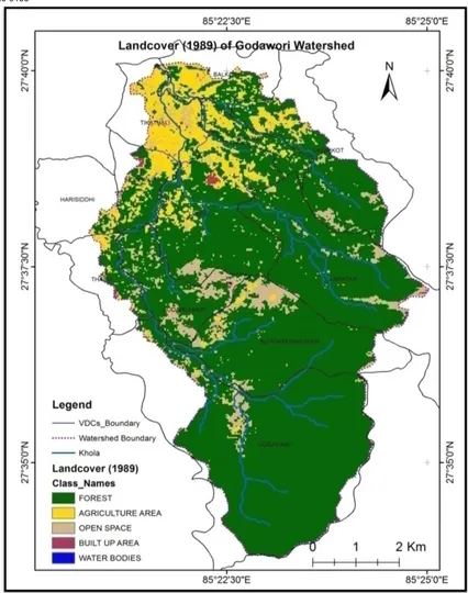 Figure 6: Landuse Map of Godawarikhola Sub-watershed 1989 
