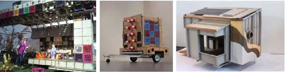 Figure 7. Left to right: Outdoor Learning Space model; Playbox model; CastleX model.    