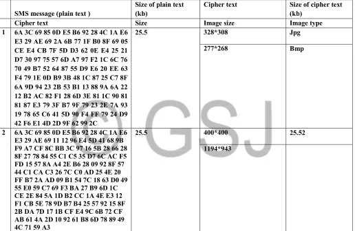 Table 4. 2: Cipher Text Hidden in Different Image Size and Type. 