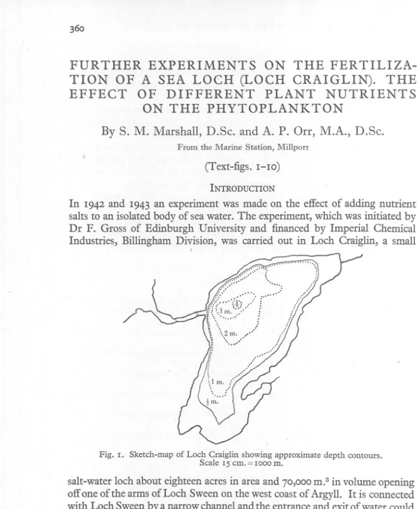 Fig. I. Sketch-map of Loch Craiglin showing approximate depth contours.