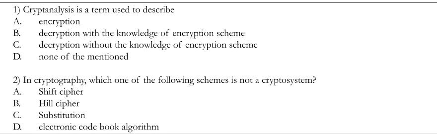 Figure 2: Examples of  multiple-choice questions from FUT Minna. 