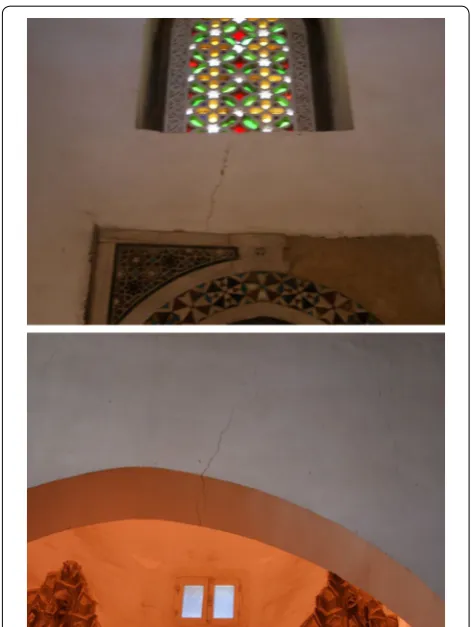 Fig. 7 Cracks patterns and deformation in the different structure and architectural elements inside the church