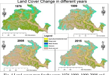 Table 3. Summary of area of classified land covers in the study area for different reference years