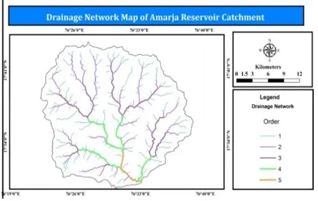 Fig. 2 Drainage network map of Amarja reservoir catchment. 