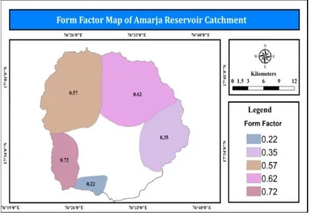 Fig. 8 Form factor map of Amarja Reservoir Catchment.
