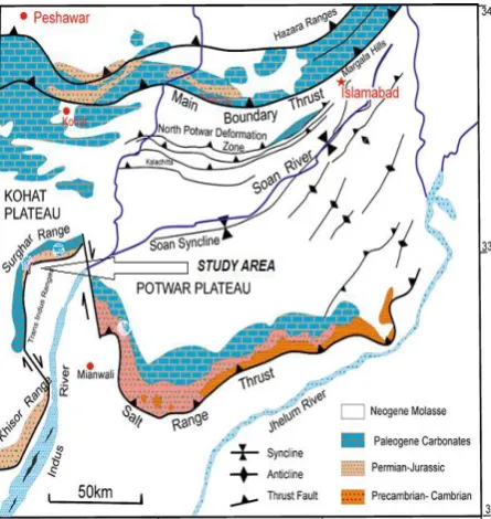 Fig. 1 Regional geological map showing the Trans-Indus ranges and present study area.  
