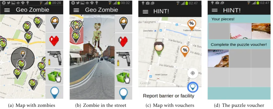 Figure 3. Screenshot of the developed prototype of Geo-Zombie and HINT!