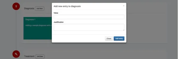Figure 3: An example case outline provided to a student and the summary categories that they need to input information into is shown