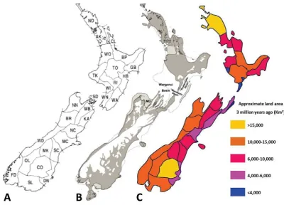 Figure 1.5. If most invertebrate taxa in New Zealand are widespread then few taxa will be restricted to a small number of regions (dotted line)