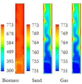 Figure 9. Snapshot of sand volume fraction at statistically steady state condition (t>340s)
