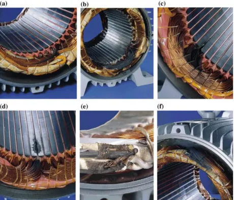 Fig. 2.5 Typical insulation damage leading to inter-turn short circuit of the stator windings in three-phase induction motors