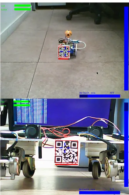 Fig. 4.Screenshots of Robot Devastation gameplay. The resolution of theimages the players see is directly given by the robot webcam speciﬁcations.