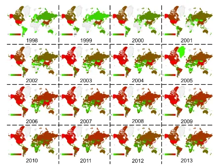 Figure 10. Geolocation distribution of senders’ IP addresses (in log scale and normalized)