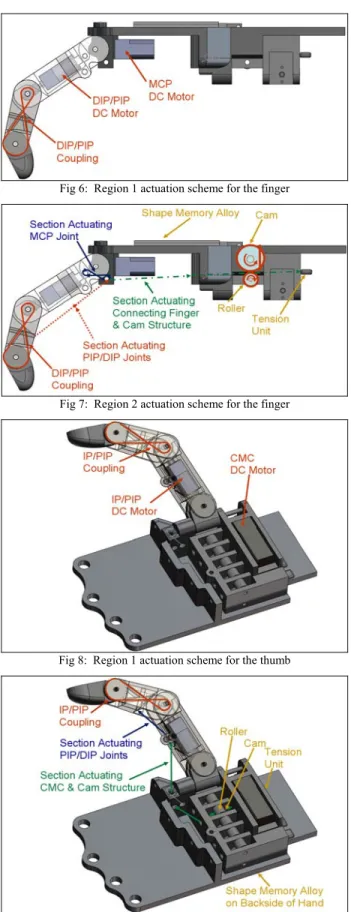 Fig 6:  Region 1 actuation scheme for the finger 