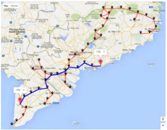 Figure 11. The shortest path for data disseminationfromnodev50 to gateway nodev36.