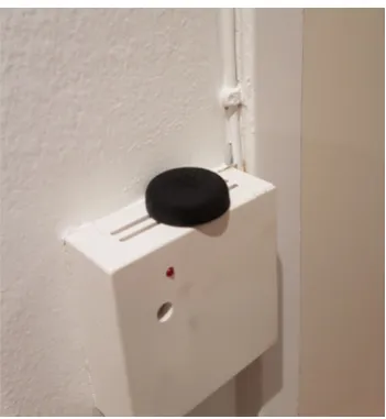 Figure 4. A Button placed on a thermostat on the way to the bedroom. 