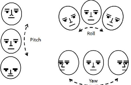 Figure 1. Three different degrees of freedom: pitch, roll and yaw [14]. All head motion can be obtained by combining these three basic movements