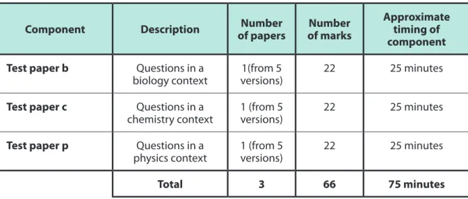 Table 1: Format of the test for each child