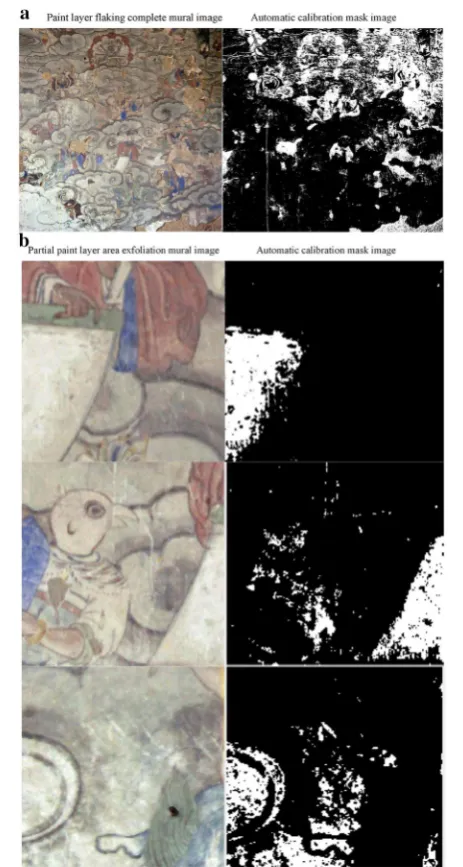 Fig. 7 Example of automatic recognition and calibration of flaking-related deterioration in a paint layer