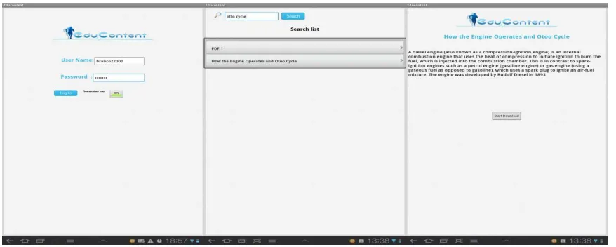 Figure 6: User login, modify and search with the Android Application 