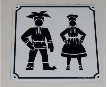 Figure 1. A restroom sign in a mall in Rovaniemi, Finland using generic,  stereotypical Sami figures