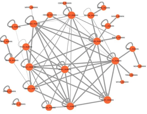 Figure 5Protein domain interactions of differentially expressed genesProtein domain interactions of differentially expressed genes