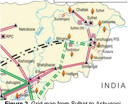 Figure 2. Grid map from Sylhet to Ashuganj. 