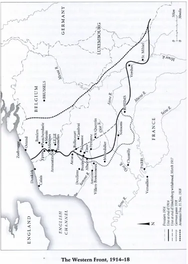 Figure 3: Map of the Western Front during World War 1 