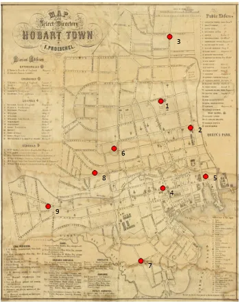 Figure 1: Church of England Churches and Mission Churches of Hobart in Nineteenth Century1 
