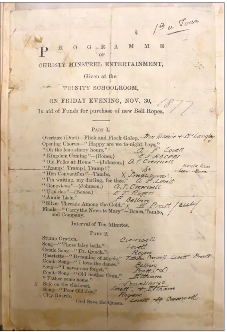 Figure 26:  Annotated Program of the Orpheus Choir’s Fundraising Concert, 1877 (TAHO) 