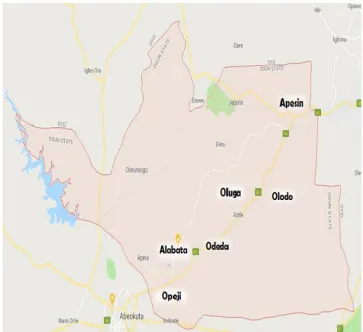 Fig. 1. Map of Ogun State showing the study area Fig. 1. Map of Ogun State showing the study area