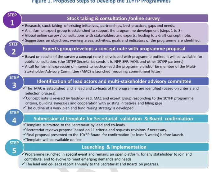 Figure	  1.	  Proposed	  Steps	  to	  Develop	  the	  10YFP	  Programmes	  