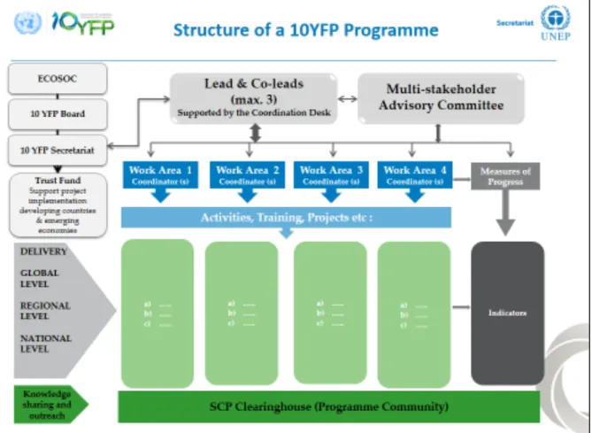 Figure	  2:	  Structure	  of	  a	  10YFP	  Programme:	  working	  areas	  and	  deliverables	   	  